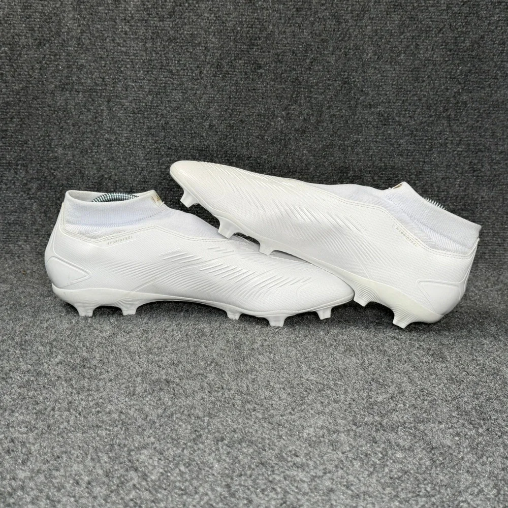 Adidas Predator League FG Soccer Cleats Men's 13.5 White Gold Laceless Athletic